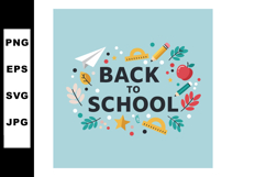 Back to School Text with Paper Airplane Pencil Apple and Lea Product Image 1