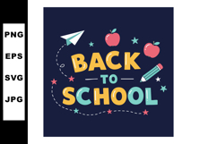 Back to School colorful lettering with paper plane pencil an Product Image 1