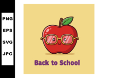 Cute Red Apple Wearing Glasses Back to School Vector Illustr Product Image 1