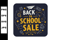 Back to School Sale Text Design with Paper Airplane and Scho Product Image 1