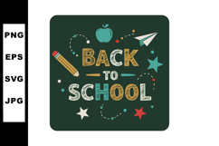 Back to school concept with pencil apple paper plane and sta Product Image 1