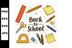 School Supplies Vector Illustration with Crayons Ruler Sciss Product Image 1