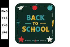 Back to School Typography Vector with Apples Pencil Paper Pl Product Image 1