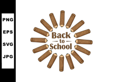 Back to school text with brown wooden pencils arranged in ci Product Image 1