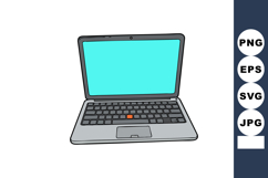 Laptop computer with blue screen and keyboard vector illustr Product Image 1