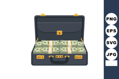 Briefcase filled with cash money stacks vector illustration Product Image 1