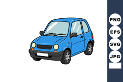 Blue compact car vector illustration in simple style for tra Product Image 1