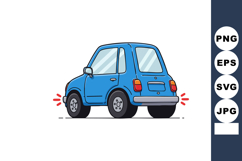 Blue compact car with brake lights on vector illustration in Product Image 1