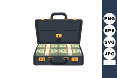 Briefcase full of cash money bundles illustration for busine Product Image 1