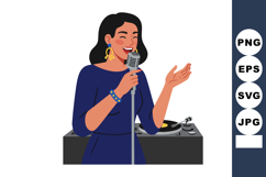 Female Jazz Singer Performing with Microphone and Turntable Product Image 1