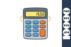 Hand-drawn calculator with blue and orange buttons showing 1 Product Image 1