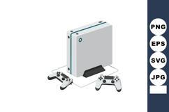 Video game console with two controllers in white and black m Product Image 1
