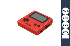 Red Handheld Game Console Vector Illustration with Buttons a Product Image 1