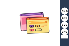 Colorful user interface windows with icons and controls past Product Image 1