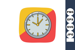 Wall clock icon with yellow and red background vector illust Product Image 1