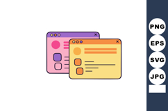 Colorful user interface windows with pink and orange design Product Image 1