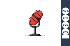 Retro red microphone illustration for broadcasting and recor Product Image 1