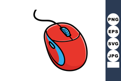 Red computer mouse with blue accents wired peripheral device Product Image 1