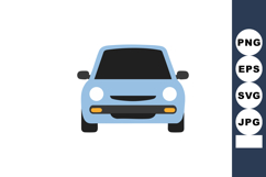 Blue front view car simple vector illustration with black wi Product Image 1
