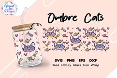 Colorful Cat and Fish Ombre | 16oz glass can Product Image 1
