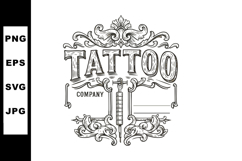 Tattoo company vintage ornamental frame design with tattoo m Product Image 1