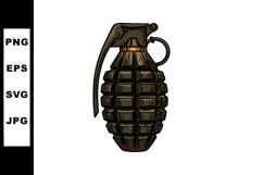 Hand grenade illustration with detailed shading and dark bro Product Image 1