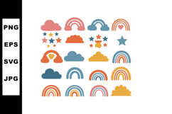 Colorful rainbow and cloud icons set with stars and hearts v Product Image 1