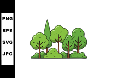 Green Trees and Bushes Vector Illustration of Forest Vegetat Product Image 1