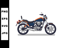 Classic motorcycle vehicle illustration with orange and blue Product Image 1