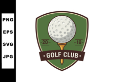 Golf ball on tee emblem with golf club text and year 2018 ve Product Image 1