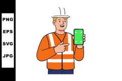 Construction Worker Wearing Safety Vest Showing Green Screen Product Image 1