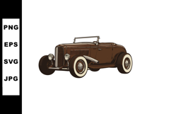 Vintage classic brown convertible car illustration with whit Product Image 1