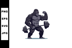 Strong muscular gorilla lifting heavy barbell fitness traini Product Image 1
