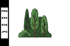 Group of green trees and bushes vector illustration in simpl Product Image 1