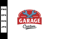 Garage custom crossed wrenches emblem with red background an Product Image 1