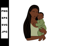Mother holding baby in green outfit tender moment vector ill Product Image 1