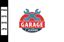 Custom garage logo with crossed wrenches and vintage style d Product Image 1