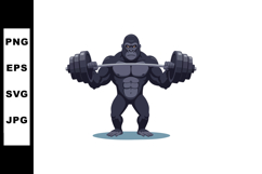Strong gorilla lifting heavy barbell weight in fitness train Product Image 1