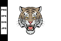 Tiger Head Illustration with Fierce Expression and Yellow Ey Product Image 1