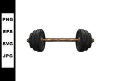 Barbell with black weight plates and wooden handle for stren Product Image 1