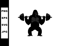 Strong gorilla lifting barbell weight in powerful pose vecto Product Image 1