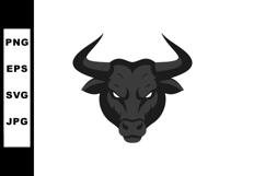 Bull head illustration with sharp horns and focused eyes in Product Image 1