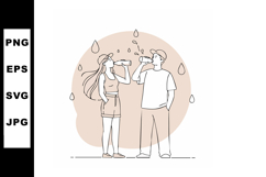 Young man and woman drinking water from bottles healthy life Product Image 1