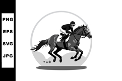 Horse Racing Jockey Riding Galloping Horse in Dynamic Sport Product Image 1