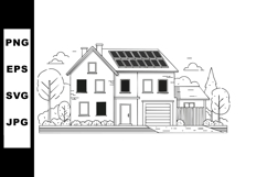 Modern house with solar panels and garage in minimal black l Product Image 1