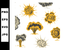 Explosion and Smoke Cloud Vector Set in Yellow and Grey Colo Product Image 1