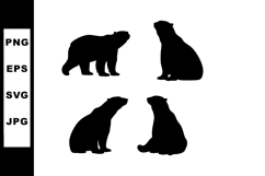 Bear silhouette set with four different poses vector illustr Product Image 1