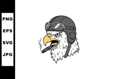 Eagle head with pilot helmet and cigar smoking aggressive il Product Image 1