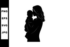 Mother holding baby silhouette vector illustration in black Product Image 1