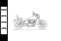 Motorcycle detailed black and white outline vector illustrat Product Image 1